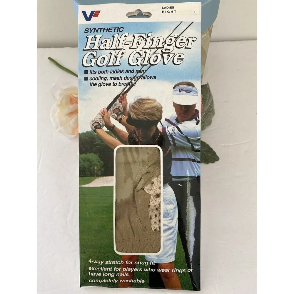 Valley Forge Synthetic Half-finger Golf Glove‎ Ladies Right Large Cream Color